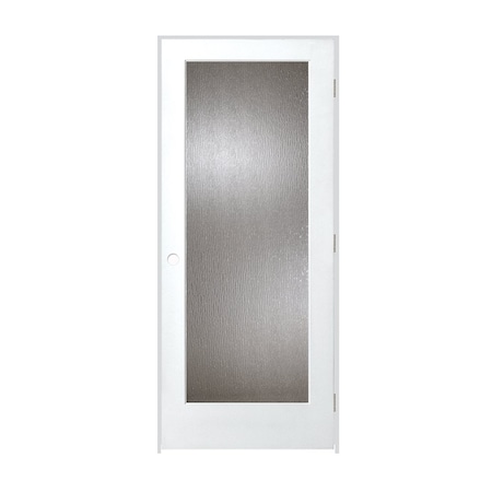 Trimlite Primed 1Lite Rain Tempered Glass Interior French 69/16" LH Prehung Door Satin Nickel Hinges 3068pri1501RAITLH156916